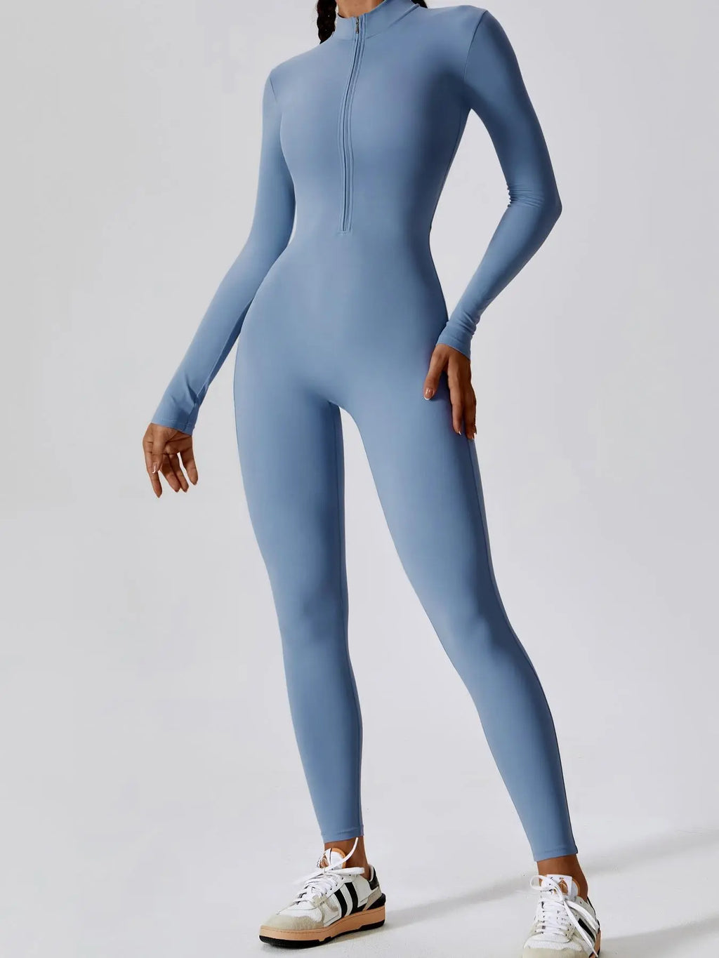 Women'S Solid Zip up Long Sleeve Sports Jumpsuit, Casual Sporty Comfy Jumpsuit for Yoga Gym Workout, Ladies Sportswear for All Seasons, All Season Activewear