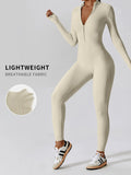 Women'S Solid Zip up Long Sleeve Sports Jumpsuit, Casual Sporty Comfy Jumpsuit for Yoga Gym Workout, Ladies Sportswear for All Seasons, All Season Activewear